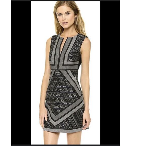 Diane Von Furstenberg Amanda Dress Jacquard Geometric Sheath Mini Size 6 - Picture 1 of 10